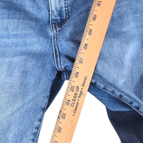 KUT Cropped Straight Distressed Raw Hem Jeans Sz 12 Mid Wash - Picture 9 of 9